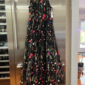 NWT City Studio Black Floral Embroidered Prom/Formal/ Maxi Dress